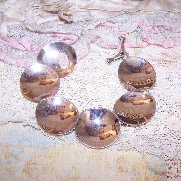 Robert Lee Morris RLM Studio Sterling Silver Concave Circle Link Bracelet - 7-1/ - Picture 5 of 10